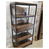 Industrial design bookshelf with a drawer, metal
