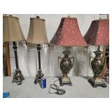 Two Pair Modern Lamps  - pair stick lamps, pair