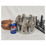 Pair Iron brackets , terracotta hanging pot, and
