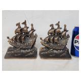 Pair metal Galleon Tall ship bookends.   Look at