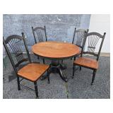 Round Table and 4 chairs with plank seats