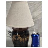 Eldreth Pottery Redware Lamp with hand painted
