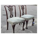 Pair Chippendale style side chairs ball and claw