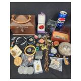 Jewelry boxes, pins, ring, necklaces,  pendants,