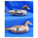 Pair Steven R. Lay Green Winged Teal carved