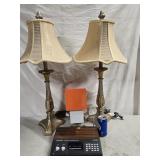 Lot -  pair gold color Candlestick table lamps,