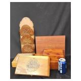Cigar box. Bentley tea box, wood hanging letter
