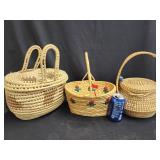 3 woven basket purses.  Look at the photos for