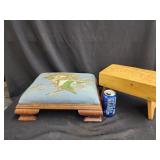 Needlepoint stool and homemade wtool made fron an