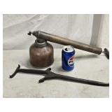 Antique rare 2 man saw iron work  bar and a D. B.