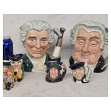 6 Toby mugs , 4 Royal Doulton 2 large,  2 small