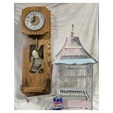 Vintage Wood Birdcage measures 13"×13" 24"h and a