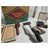 Lot - Hatchet,  spearhead,  NSK Micrometer Dial