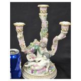Porcelain Puttis Meissen Candleholder, Porcelain