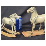 2 Vintage Horse toys one on wheels, one rocking