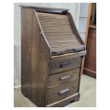 Oak Roll top Typewritter Desk, tambour roll is