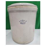 5 Gallon stoneware crock with lid.  Crock is
