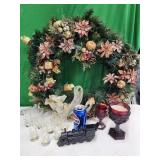 Christmas wreath. Avon train purfume bottle,  7