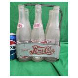 Vintage Pepsi-Cola metal 6 bottle carrier and 6