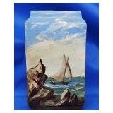 Unmarked vintage vase textured glaze depicting