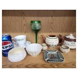 2 Belleek bowls, Wade ashtray. Irish pottery,