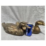 2 Brass Hollow Ducks full size measures 16"