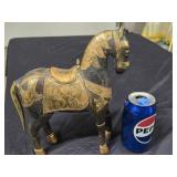 Vintage wood carved Armoured  Horse trimmed and