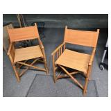 Pair Patio chairs  canvas seat and back rest,