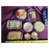 8 vintage Souvenir glass paperweights.   2 are