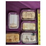 5 vintage Souvenir glass paperweights.
