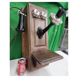 Vintage oak wall telephone.   No works in the