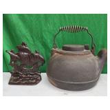 Wagner Ware cast Iron tea pot / Kettle  and cast