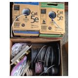 Lot of wiring,  cable and phone line  look at