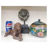 Resin lion, resin Lion head bust and painted