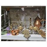 Brass Candlesticks,  Pair Edwardian  Sconces,