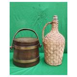 Demijohn jug and firkin by Colonial Pine Buckets,