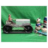 Marx Key wind  up tin toy tractor and Tin Litho