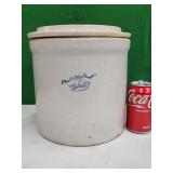 2 gallon stoneware crock with lid.   9" H.  Look