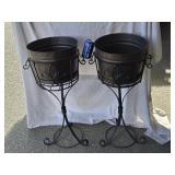 2 Southern Living Wine Bucket stands iron base