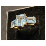 10 K gold 3 square cut Topaz stones.  Estate