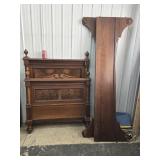 Walnut Eastlake Single bed , burl walnut panels