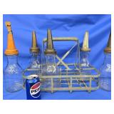 5 Oil Quart Jars and a oil jar carrier  look at