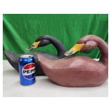 2 James Hadden collection wood swans.  Look at