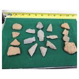 9 arrowhead points and pottery pieces.  Look at
