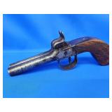 European double barrel percussion pistol.