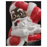 Large Black Santa Claus with pipe Blow Mold 44"h