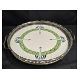Art Nouveau German Porcelain tray with silver