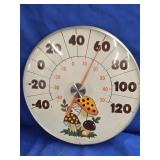 Vintage Merry Mushroom 12" eound Thermometer