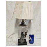 Victorian Electrified Oil Lamp with Clover and