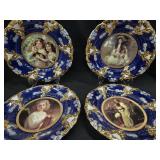4 MCM Victorian Revival Portrait Plates by Royal